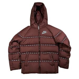 Nike Kids Puffer Hooded Down Jacket Unisex Script Spell Out
